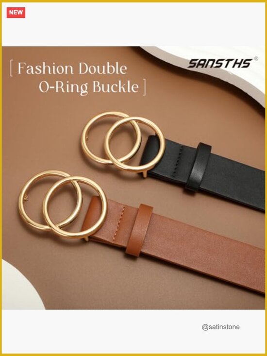 2 Pack Faux Leather Belts with Double O Ring Buckle main image 4